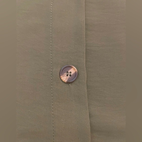 Olive Green Button-Down Women's Top - Picture 4 of 4